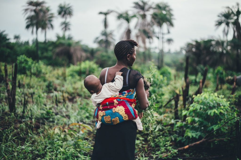 African woman with baby